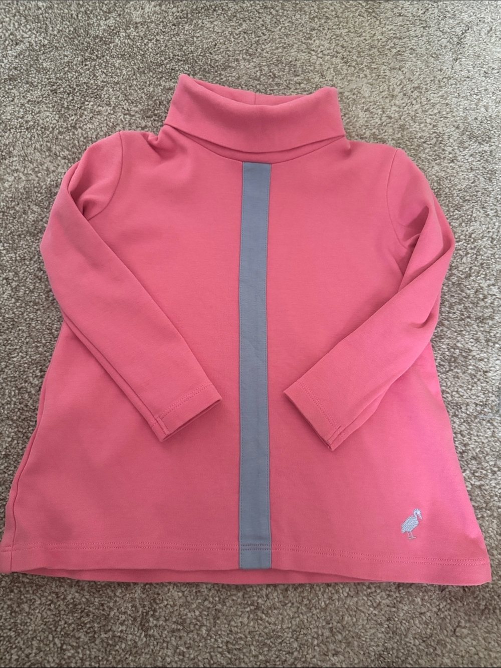 The Beaufort Bonnet Company Coral Pink Turtleneck with Center Gray Stripe
